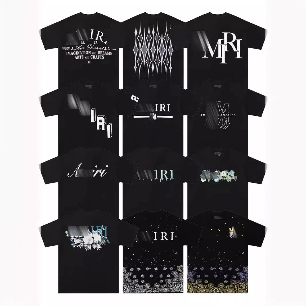 Summer new style letter print men's loose round neck pullover casual short sleeves  
