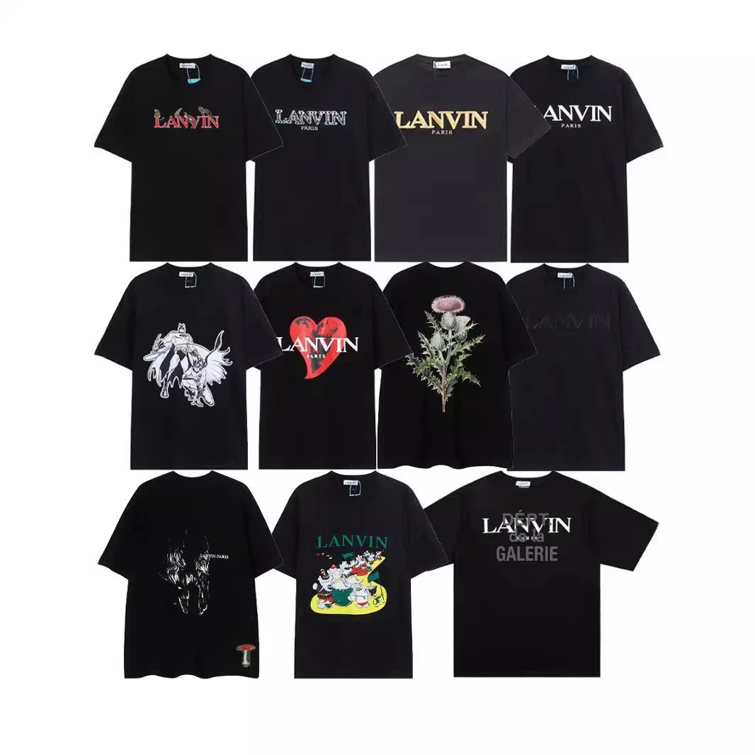 European and American letter embroidery pattern printed couple short-sleeved T-shirt  