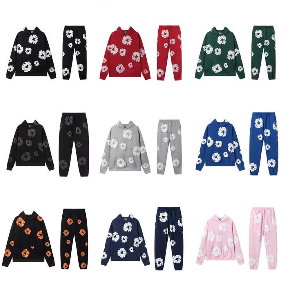 Velvet hooded sweatshirt trousers men's and women's high street sports suits  