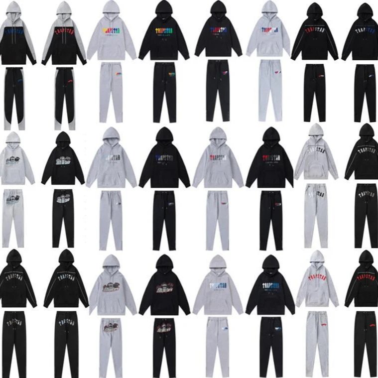 Towel embroidered plus velvet loose casual hooded sweatshirt set  